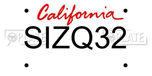 SIZQ32 California License Plate