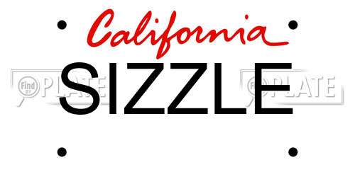 SIZZLE California License Plate