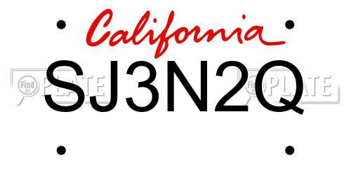 SJ3N2Q California License Plate