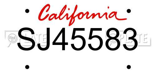 SJ45583 California License Plate