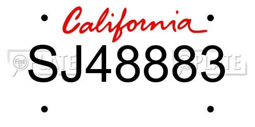 SJ48883 California License Plate