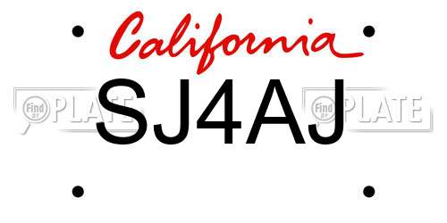 SJ4AJ California License Plate