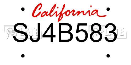 SJ4B583 California License Plate