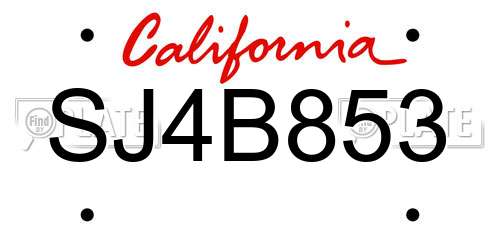 SJ4B853 California License Plate