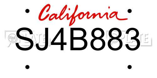 SJ4B883 California License Plate