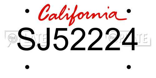 SJ52224 California License Plate