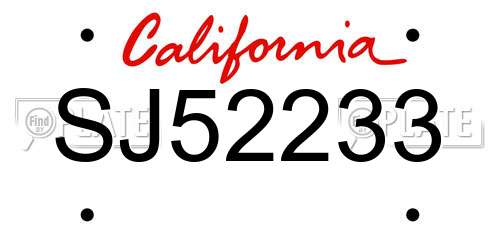 SJ52233 California License Plate
