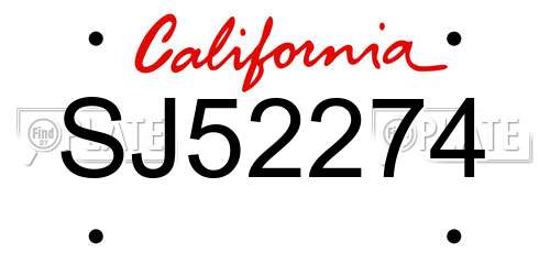 SJ52274 California License Plate