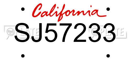 SJ57233 California License Plate