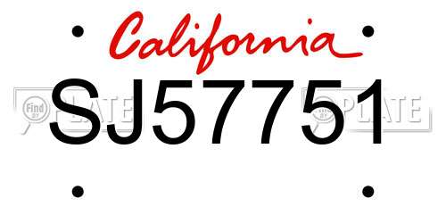 SJ57751 California License Plate