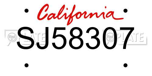 SJ58307 California License Plate