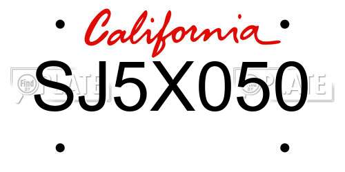 SJ5X050 California License Plate