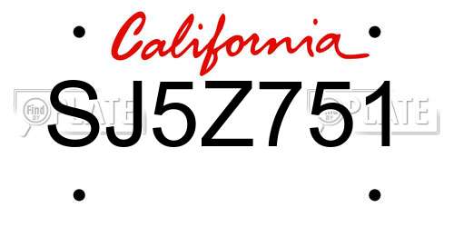 SJ5Z751 California License Plate