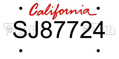 SJ87724 California License Plate