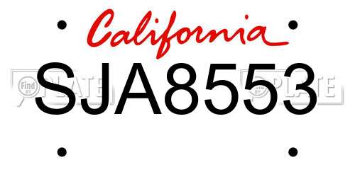 SJA8553 California License Plate