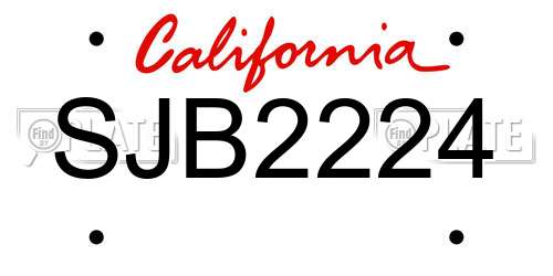 SJB2224 California License Plate