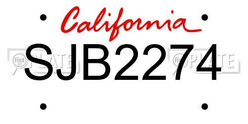 SJB2274 California License Plate