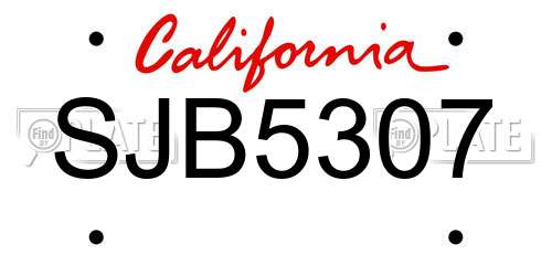 SJB5307 California License Plate