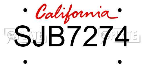SJB7274 California License Plate
