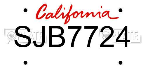 SJB7724 California License Plate