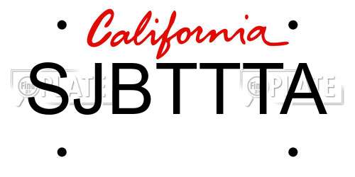 SJBTTTA California License Plate