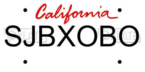 SJBXOBO California License Plate