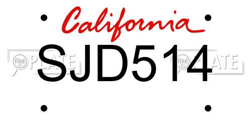 SJD514 California License Plate