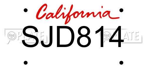SJD814 California License Plate