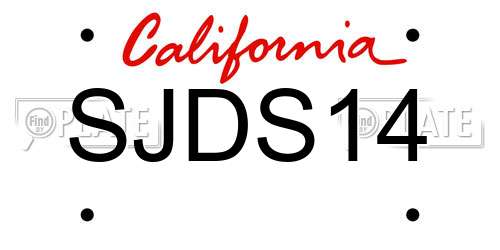 SJDS14 California License Plate