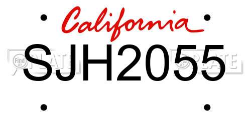 SJH2055 California License Plate