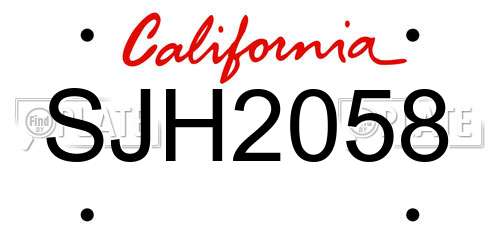 SJH2058 California License Plate