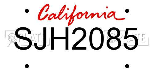 SJH2085 California License Plate
