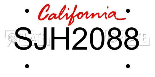 SJH2088 California License Plate