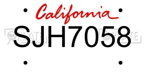 SJH7058 California License Plate
