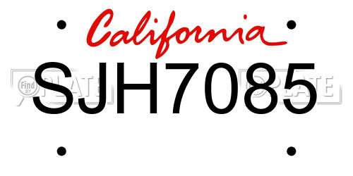 SJH7085 California License Plate