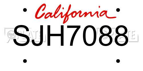 SJH7088 California License Plate