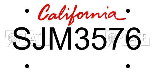SJM3576 California License Plate