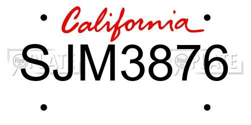 SJM3876 California License Plate