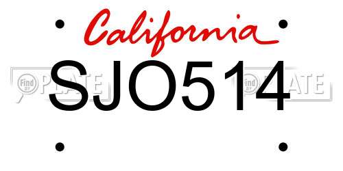 SJO514 California License Plate
