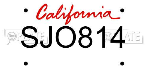 SJO814 California License Plate