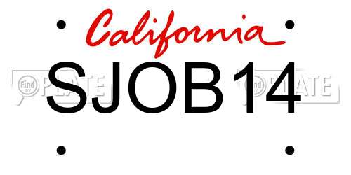 SJOB14 California License Plate