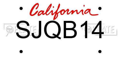 SJQB14 California License Plate