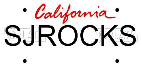 SJROCKS California License Plate