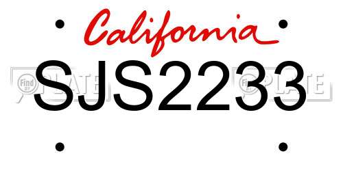 SJS2233 California License Plate