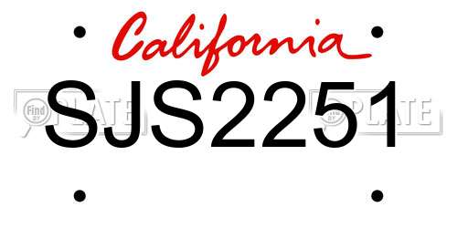 SJS2251 California License Plate