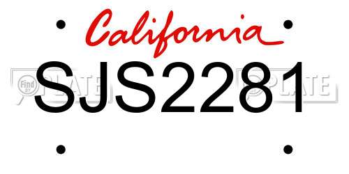 SJS2281 California License Plate