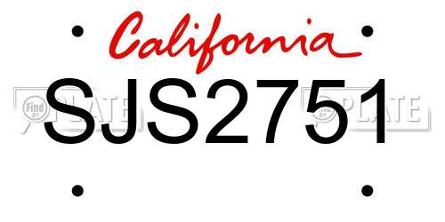 SJS2751 California License Plate