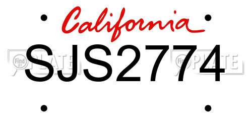 SJS2774 California License Plate