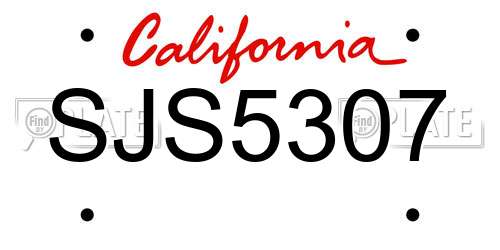 SJS5307 California License Plate