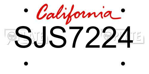 SJS7224 California License Plate